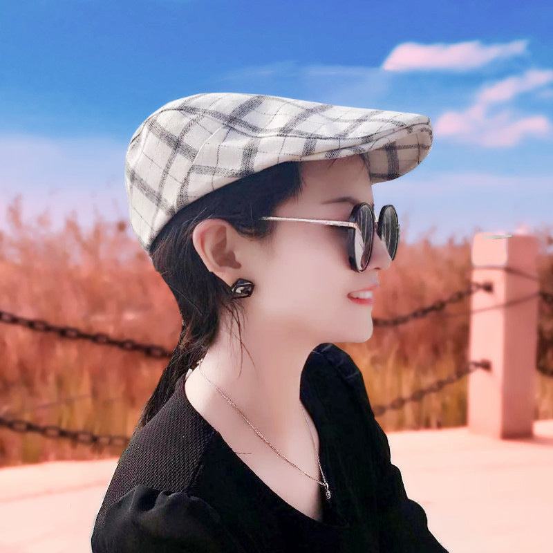 Plaid sunscreen cap