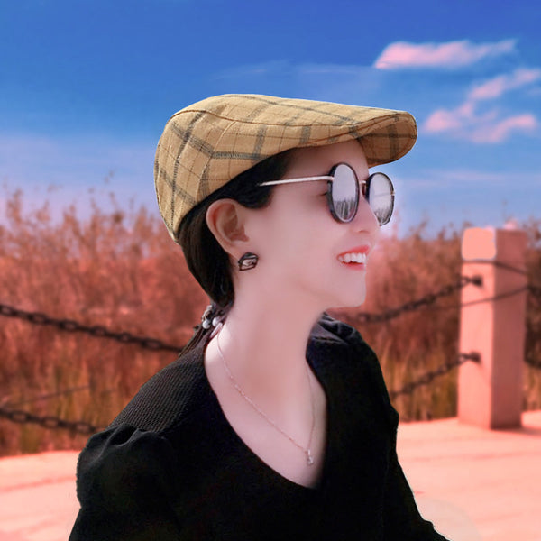 Plaid sunscreen cap