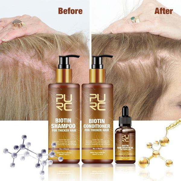 PURE Hair Care Ginger Biotin Three-piece Shampoo Conditioner Repair Dry And Frizz Essential Oil