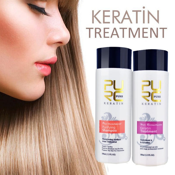 PURE Straightening Hair Repair And Straighten Damage Hair Products Brazilian Keratin Treatment  Purifying Shampoo