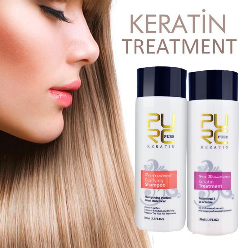 PURE Straightening Hair Repair And Straighten Damage Hair Products Brazilian Keratin Treatment  Purifying Shampoo