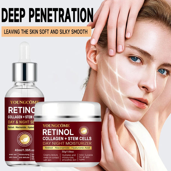 Retinol Day Night Moisturizer Collagen Smooth wrinkles Face Cream For Moisturizer Whitening Brighten Skin Products Care serum