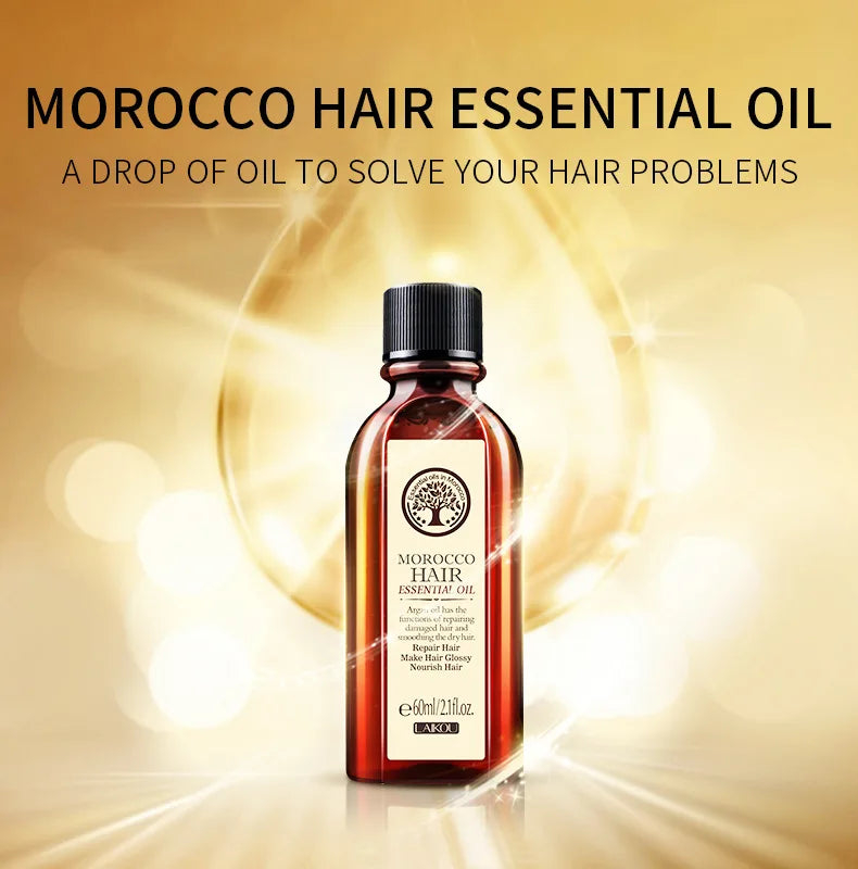 60ML Hair Care Moroccan Pure Argan Oil Hair Essential Oil for Dry Hair Types Multi-functional Hair Care Products for Woman