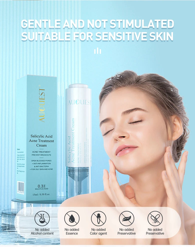 AUQUEST Salicylic Acid Acne Face Cream Pore Blackhead Removal Oil Control Niacinamide Facial Cream Skin Care