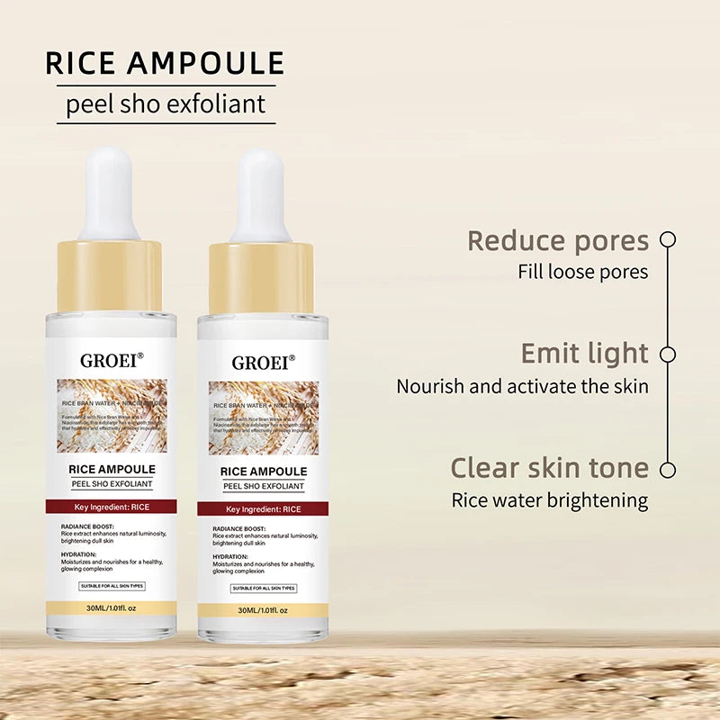 Glow Rice Ampoule Rice Essence Moisturizing And Hydrating Gentle Cleansing Peel Shot Exfoliant Repair Skin Niacinamide Essences
