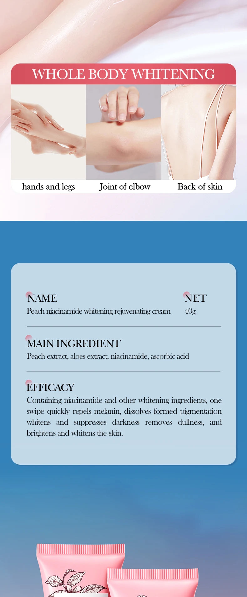 Peach Niacinamide Moisturizing Skin Moisturizing Cream Fast-absorbing, long-lasting moisturizing and brightening body lotion