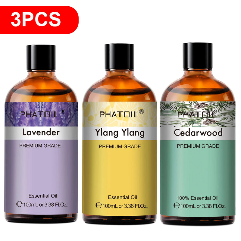 PHATOIL 100ML Eucalyptus Rose Essential Oils Lavender Indian Sandalwood Bergamot Cinnamon Lemongrass Essential Oils For Skin