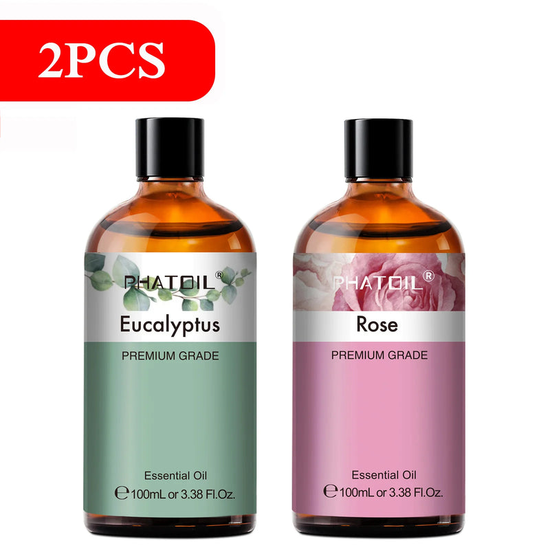 PHATOIL 100ML Eucalyptus Rose Essential Oils Lavender Indian Sandalwood Bergamot Cinnamon Lemongrass Essential Oils For Skin