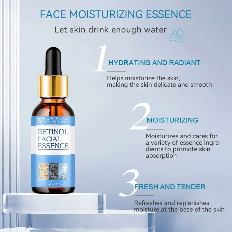Retinol Facial Essence Pure Hyaluronic Acid Repair Tighten Lifting Anti Wrinkle Aging Face Nourishing Reduce Eye Finelines New