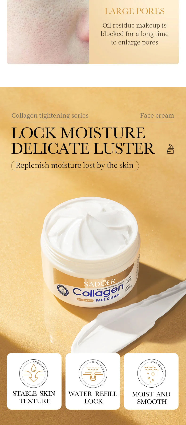 SADOER Collagen Skin Care Sets Moisturizing Anti-aging Face Cream Anti Dark Circles Eye Cream Eyes Facial Travel Size Skin Care