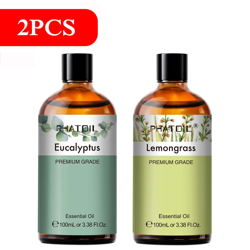 PHATOIL 100ML Eucalyptus Rose Essential Oils Lavender Indian Sandalwood Bergamot Cinnamon Lemongrass Essential Oils For Skin