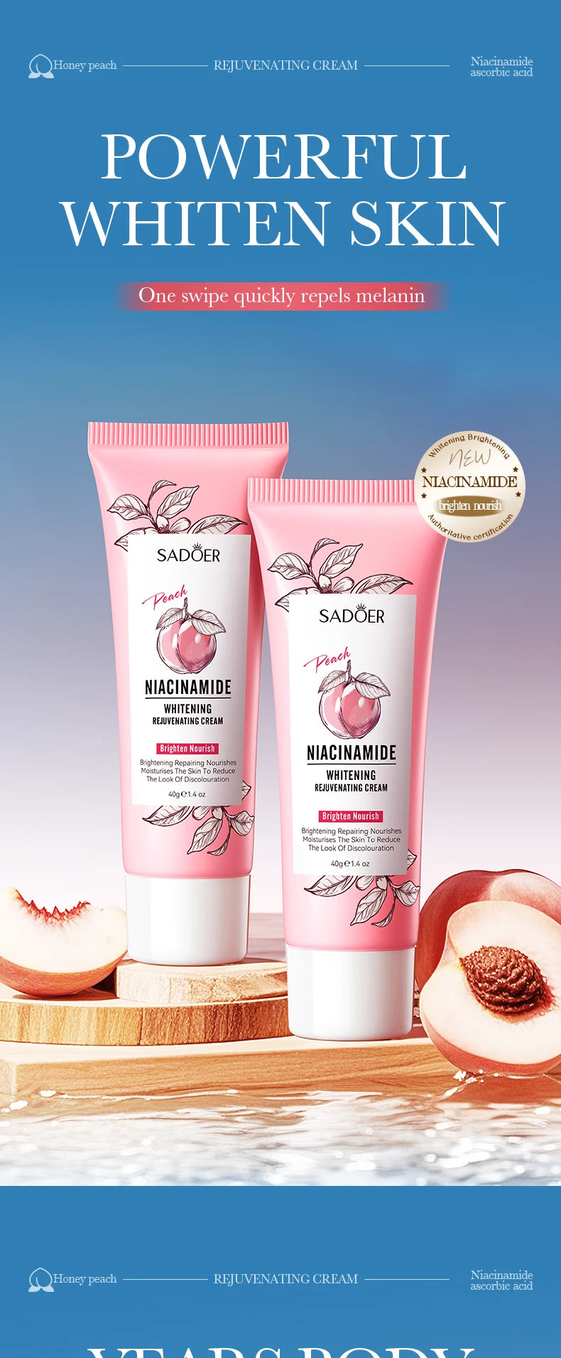 Peach Niacinamide Moisturizing Skin Moisturizing Cream Fast-absorbing, long-lasting moisturizing and brightening body lotion