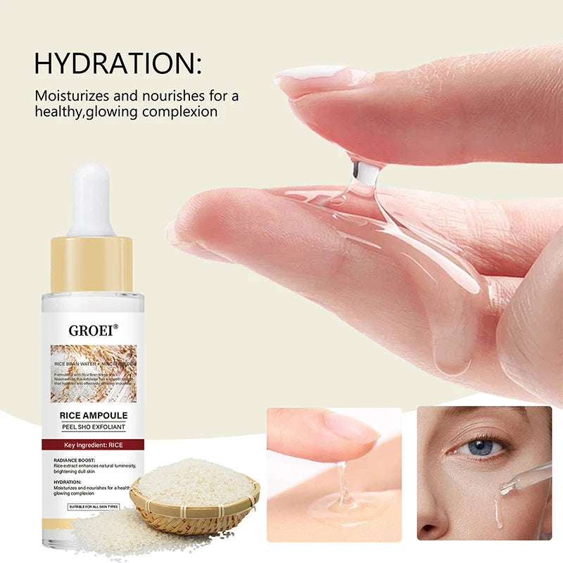 Glow Rice Ampoule Rice Essence Moisturizing And Hydrating Gentle Cleansing Peel Shot Exfoliant Repair Skin Niacinamide Essences