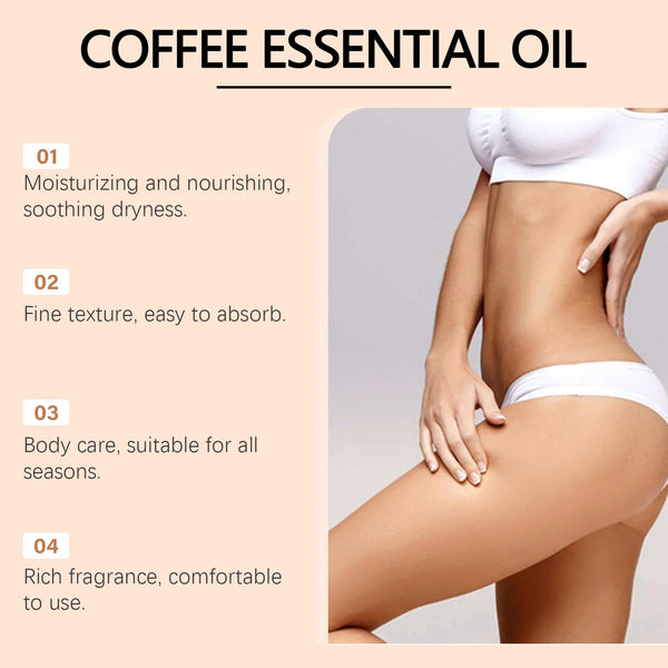 Coffee Skincare Body Oil Face Moisturizer Tighten Firm Hydrating Sooth Dry Skin Lighten Fine Lines Massage After Shower Body Oil