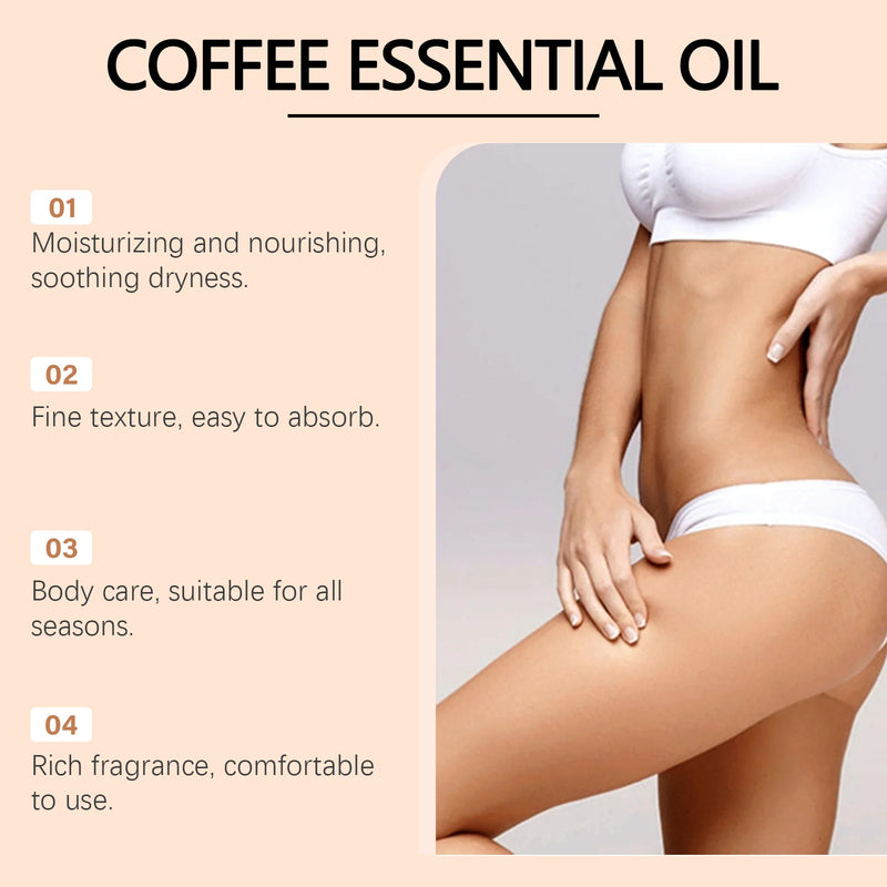 Coffee Skincare Body Oil Face Moisturizer Tighten Firm Hydrating Sooth Dry Skin Lighten Fine Lines Massage After Shower Body Oil