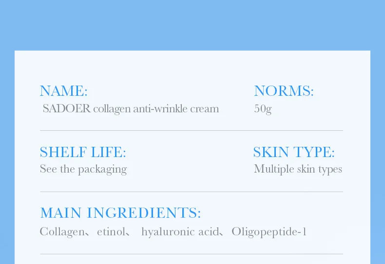 SADOER Vitamin C Collagen Face Cream Firming Moisturizing Brightening Hydrating Facial Cream Day Creams Beauty Face Skin Care