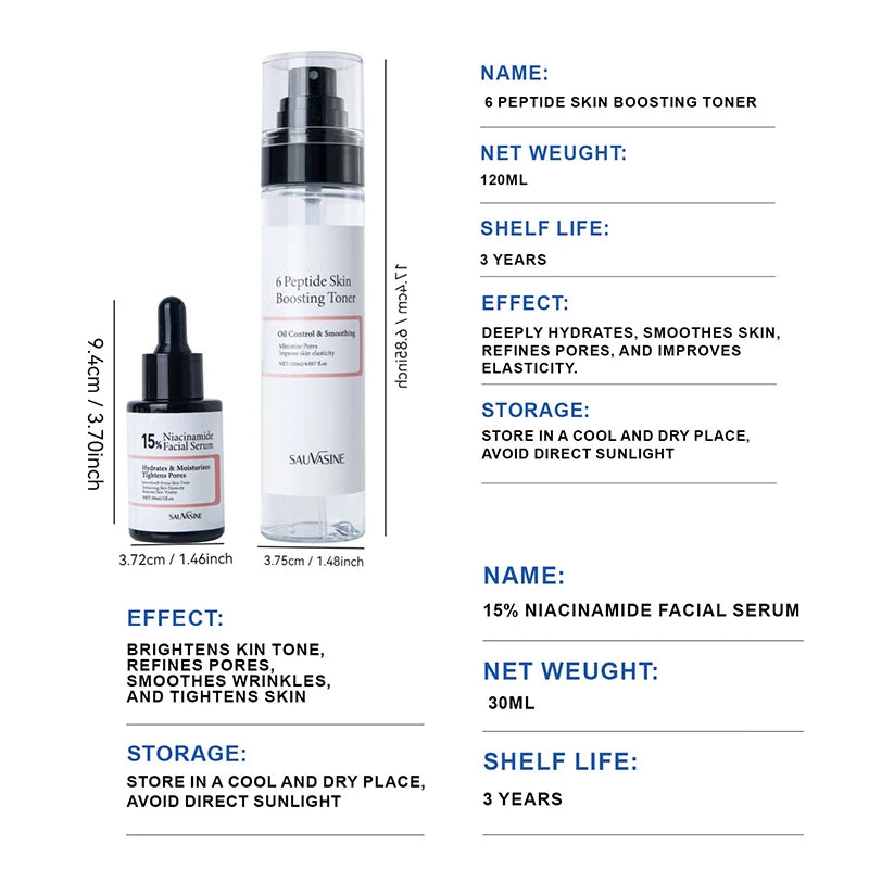 150ml Niacinamide 15% Peptide Booster Set 120ml 6peptide Skin Toner30ml 15% Facial Serum Korean Whiten Moisturizing Facial Care