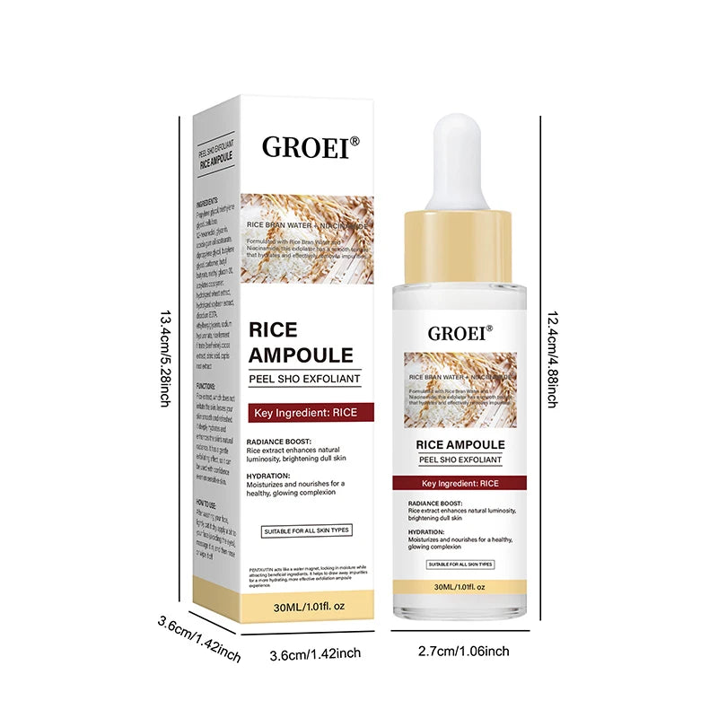 Glow Rice Ampoule Rice Essence Moisturizing And Hydrating Gentle Cleansing Peel Shot Exfoliant Repair Skin Niacinamide Essences