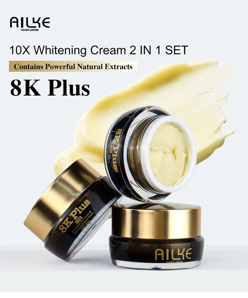 AILKE Whitening Face Cream, Reduce Dark Spots, Sun Spots, Reduce Melanin, With Collagen, Glutathione, For All Skin Types