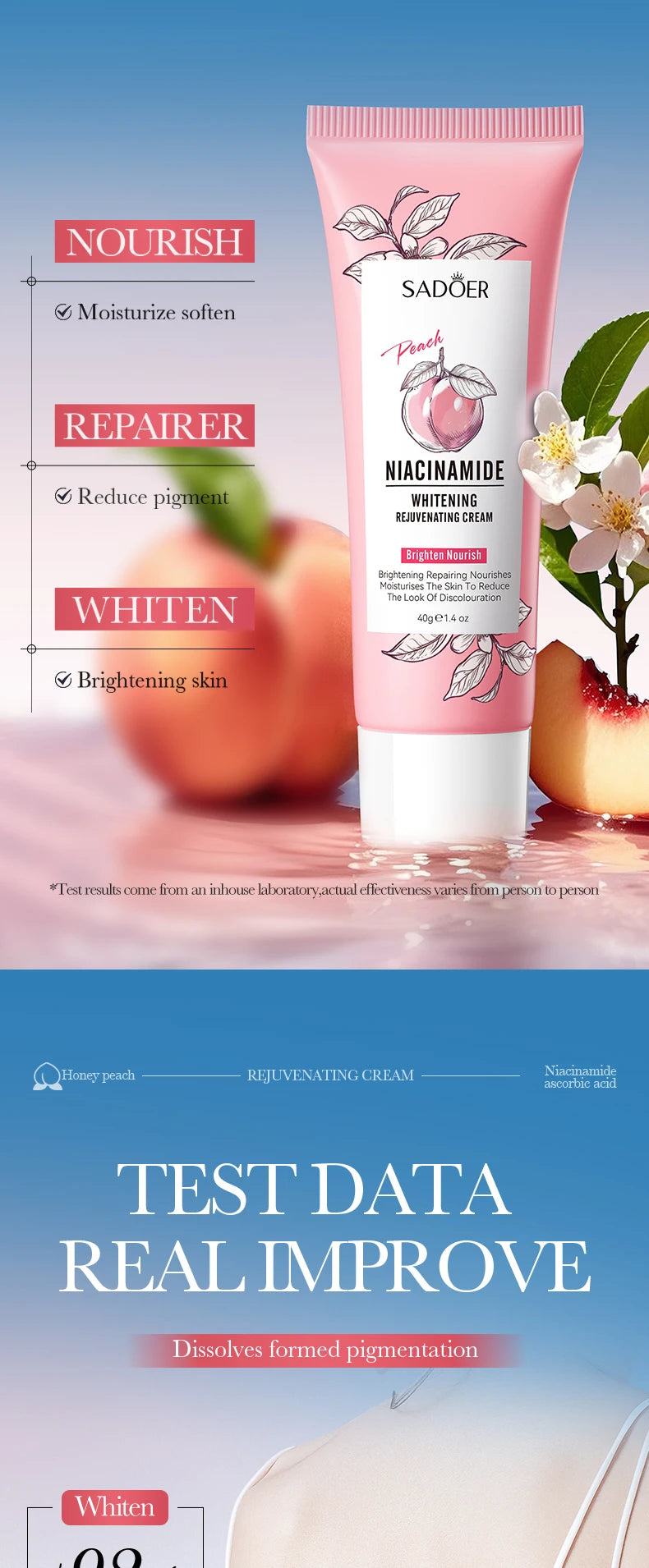 Peach Niacinamide Moisturizing Skin Moisturizing Cream Fast-absorbing, long-lasting moisturizing and brightening body lotion