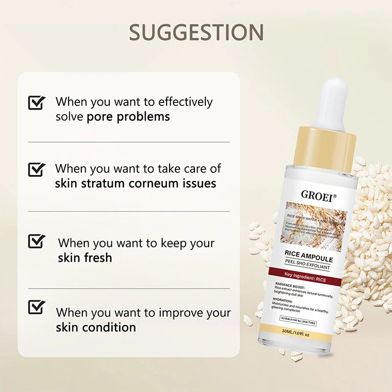 Glow Rice Ampoule Rice Essence Moisturizing And Hydrating Gentle Cleansing Peel Shot Exfoliant Repair Skin Niacinamide Essences