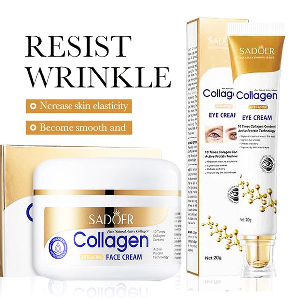 SADOER Collagen Skin Care Sets Moisturizing Anti-aging Face Cream Anti Dark Circles Eye Cream Eyes Facial Travel Size Skin Care