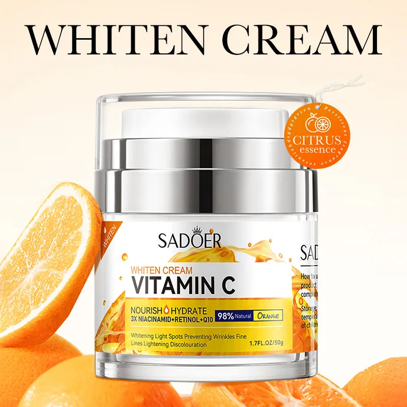 SADOER Vitamin C Collagen Face Cream Firming Moisturizing Brightening Hydrating Facial Cream Day Creams Beauty Face Skin Care