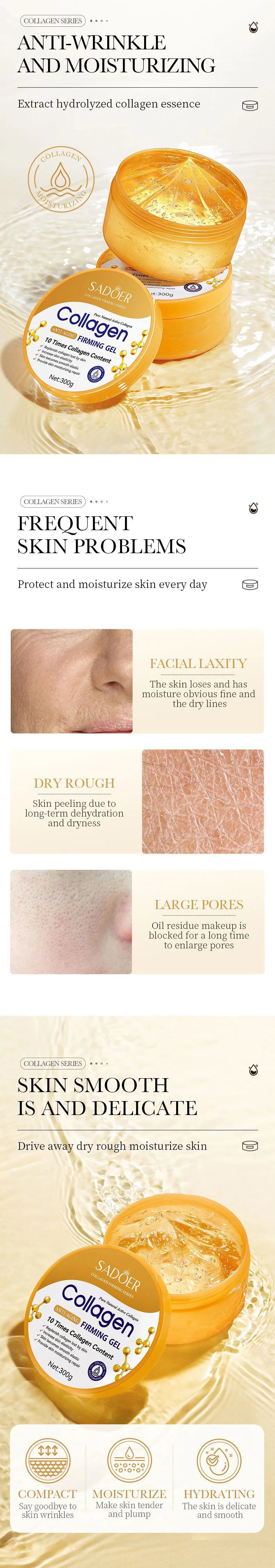SADOER Collagen Facial Cream Face Moisturizing Gel Repair Brightening Firming Facial Creams Beauty Skin Care Products for Face