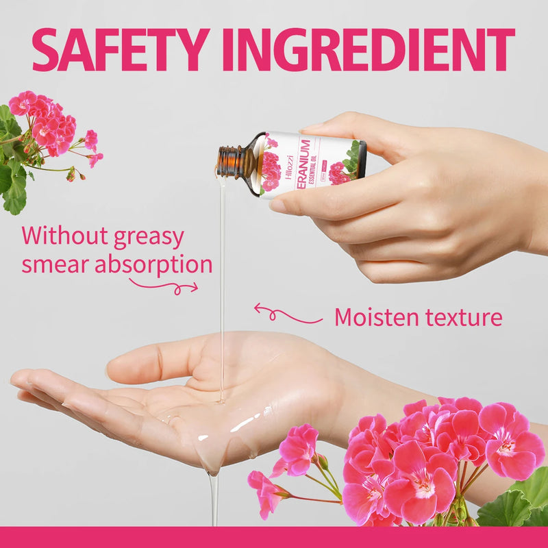 Geranium essential oil can replenish moisture and nourish the skin. It is suitable for body massage and hair care.