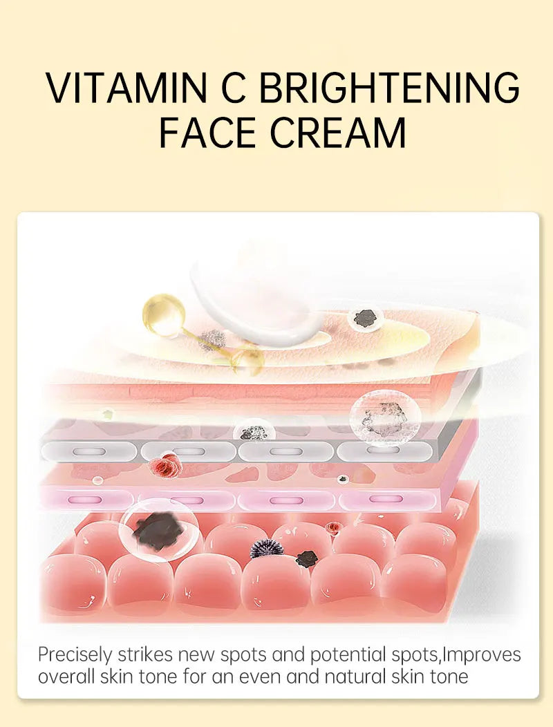 Vitamin C Whitening Face Cream Niacinamide Even Skin Tone Dryness Hydration Lightweight Facial Moisturizing Cream Skin Care 50g