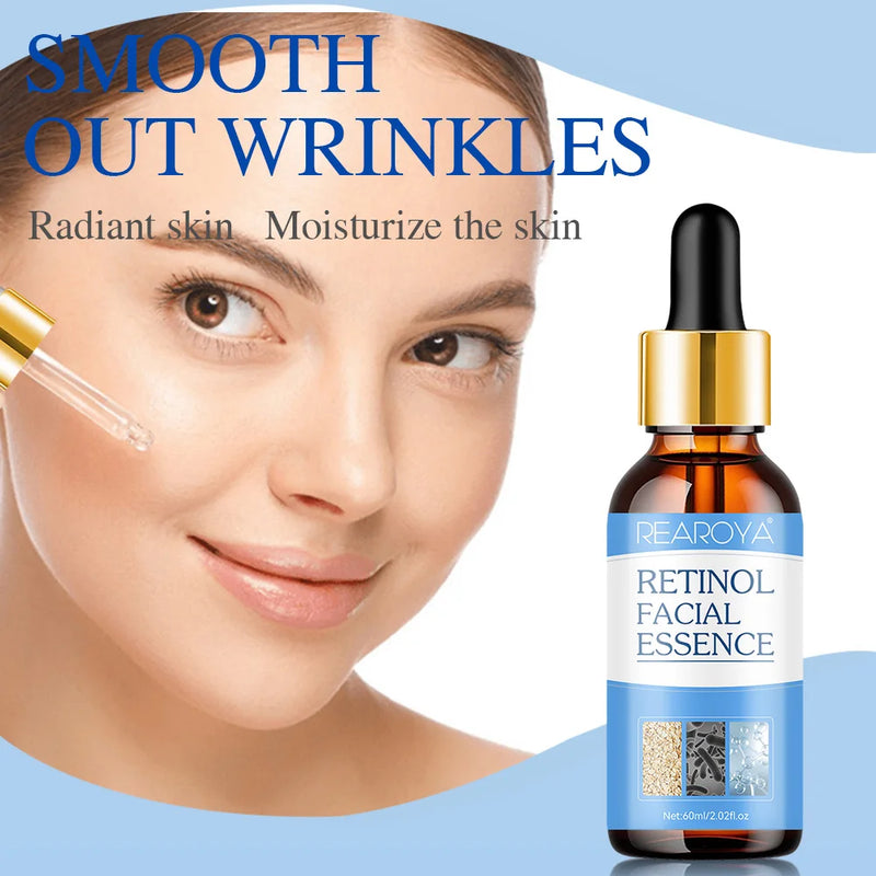 Retinol Facial Essence Pure Hyaluronic Acid Repair Tighten Lifting Anti Wrinkle Aging Face Nourishing Reduce Eye Finelines New