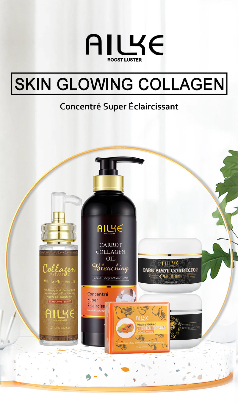AILKE Collagen Women Skin Care Set, Moisturizing, Whitening, Youther, Remove Freckle, Dark and Black Spots, Skin Lightening Kit