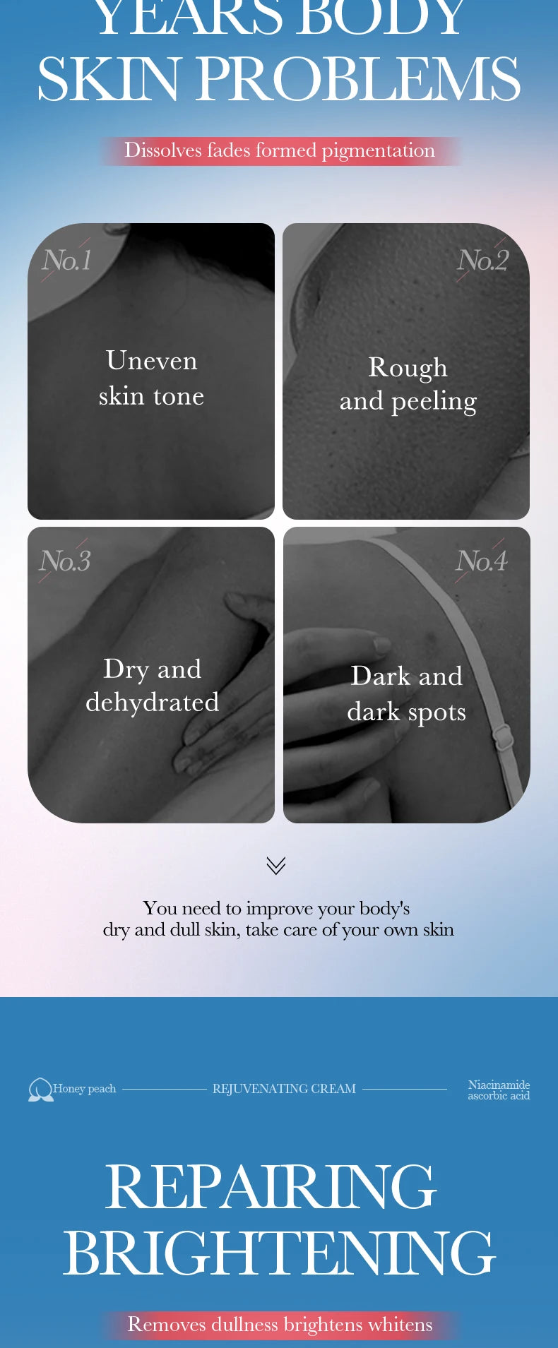 Peach Niacinamide Moisturizing Skin Moisturizing Cream Fast-absorbing, long-lasting moisturizing and brightening body lotion