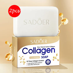 1/2pcs SADOER Collagen Ossein Facial Soap Face Wash Foam Facial Cleanser Moisturizing Oil Control Body Bathing Handmade Soap