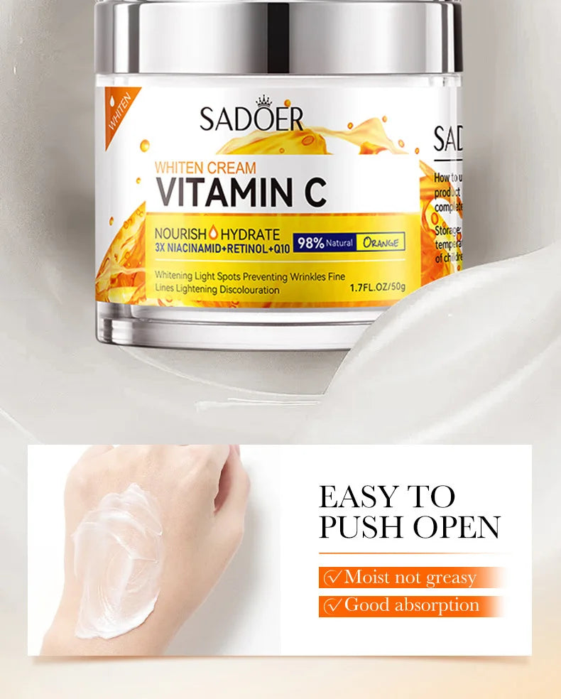 SADOER Vitamin C Collagen Face Cream Firming Moisturizing Brightening Hydrating Facial Cream Day Creams Beauty Face Skin Care