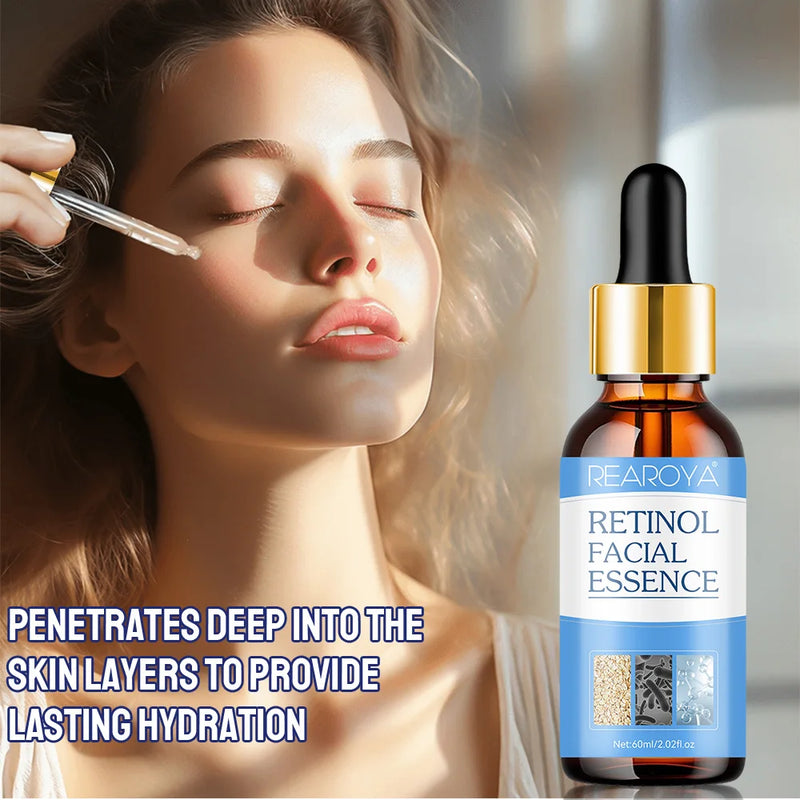 Retinol Facial Essence Pure Hyaluronic Acid Repair Tighten Lifting Anti Wrinkle Aging Face Nourishing Reduce Eye Finelines New