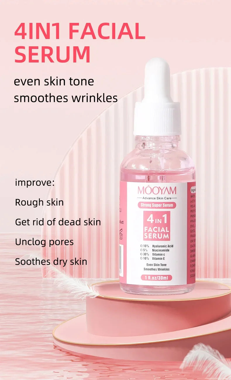 4IN1 Facial Serum Hyaluronic Acid Niacinamide VC VE Serum Cosmetics Dark Spot Remover Hydrating Moisturize Beauty Whiten Makeup
