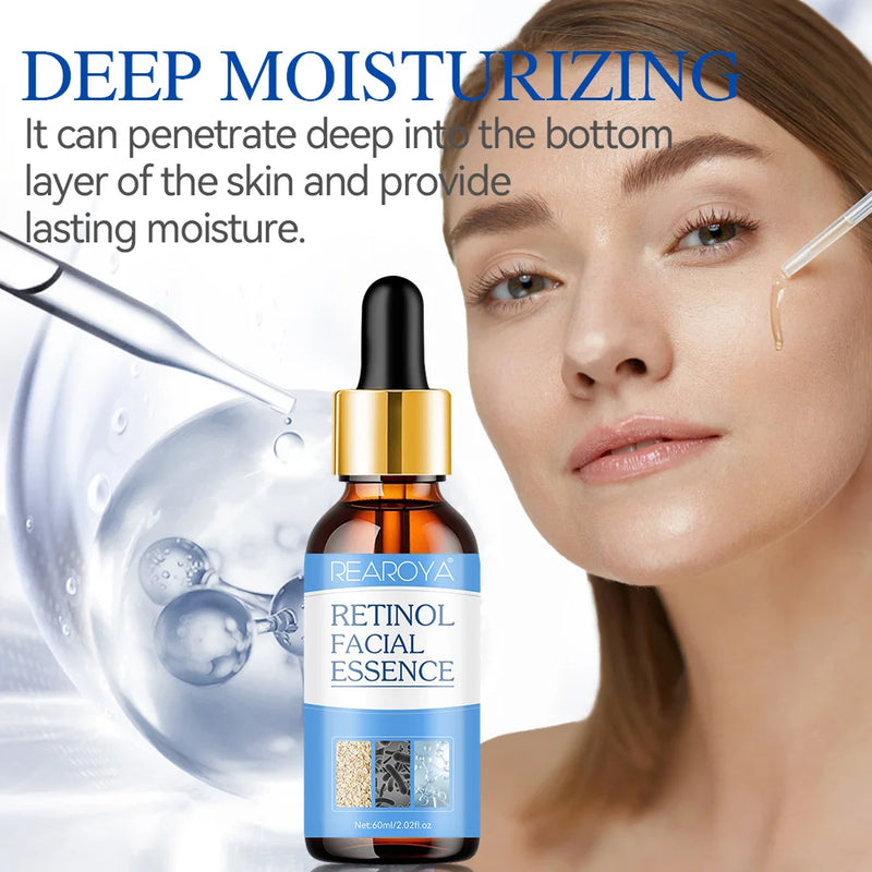 Retinol Facial Essence Pure Hyaluronic Acid Repair Tighten Lifting Anti Wrinkle Aging Face Nourishing Reduce Eye Finelines New