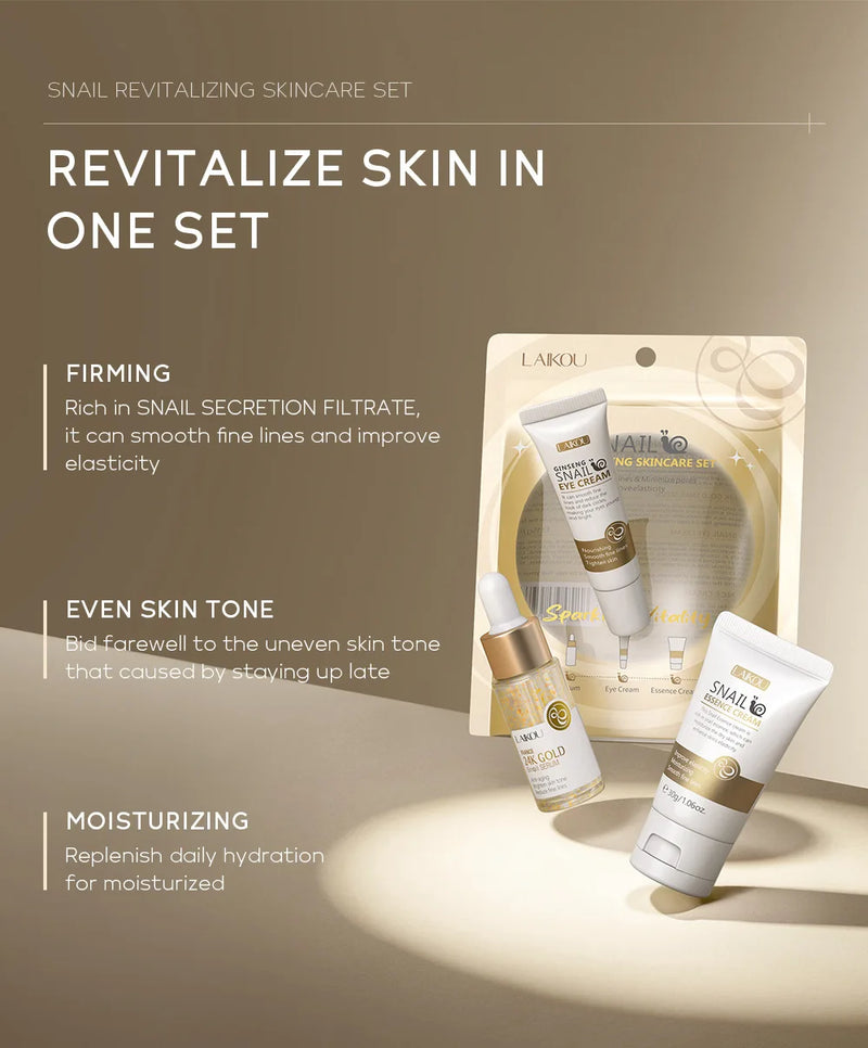 3pcs/set LAIKOU Vitamin C 24K Golden Sakura Skin Care Sets Face Cream Serum Eye Cream Moisturizing Anti Wrinkles Face Care Kit