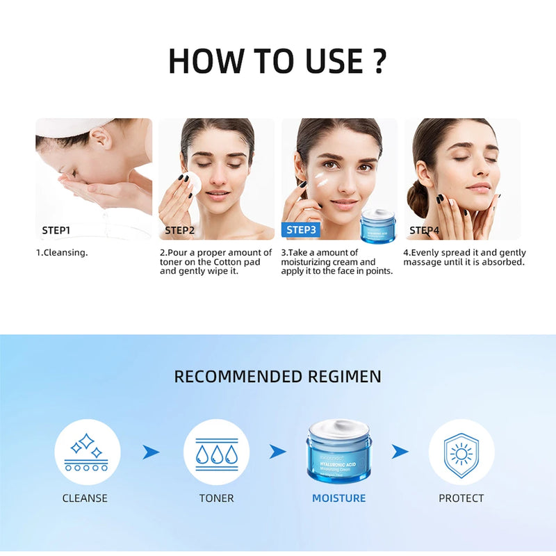 Hyaluronic Acid Gel Cream Hydrating Face Moisturizer For Hydrate&Smooth Extra-Dry Skin Nourishing Improve Dryness Facial Lotion