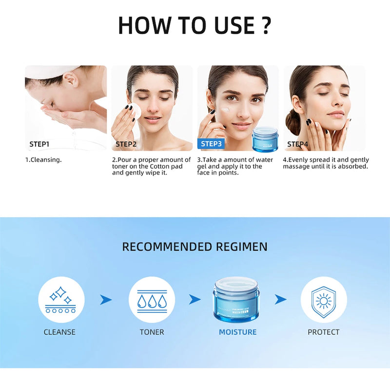 Hyaluronic Acid Gel Cream Hydrating Face Moisturizer For Hydrate&Smooth Extra-Dry Skin Nourishing Improve Dryness Facial Lotion