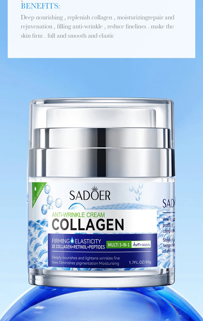SADOER Vitamin C Collagen Face Cream Firming Moisturizing Brightening Hydrating Facial Cream Day Creams Beauty Face Skin Care