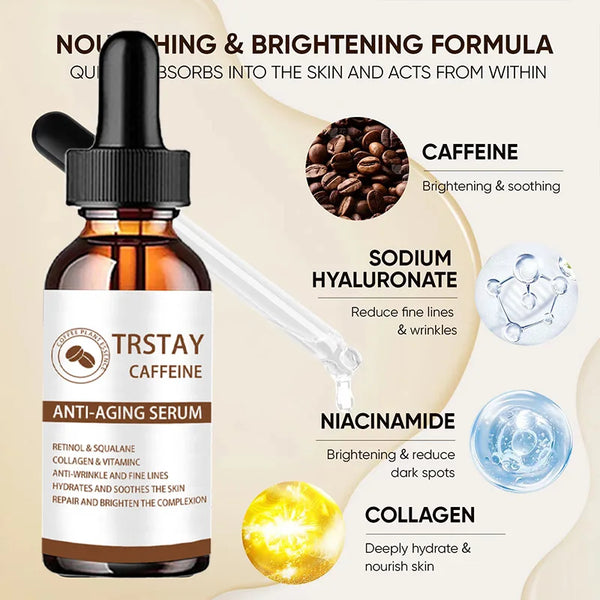 TRSTAY caffeine essence reduces fine lines, tightens skin, improves damaged skin, and makes skin soft and delicate