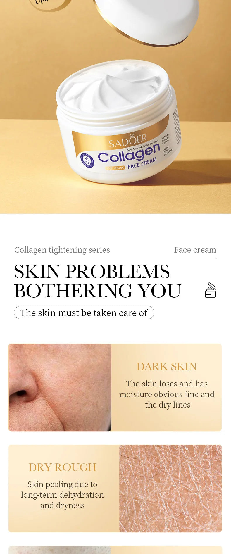 SADOER Collagen Skin Care Sets Moisturizing Anti-aging Face Cream Anti Dark Circles Eye Cream Eyes Facial Travel Size Skin Care