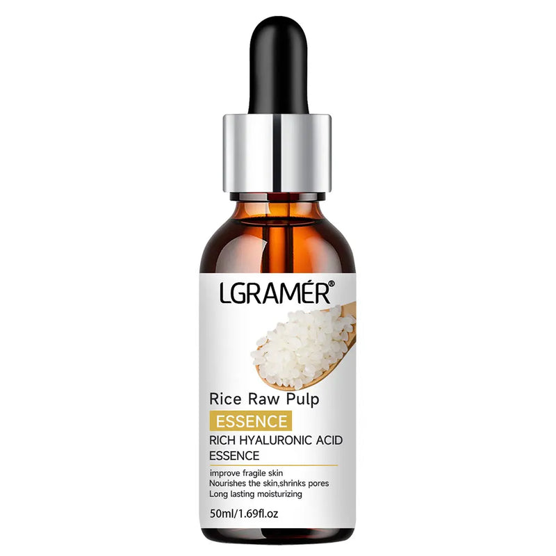White Rice Serum Cream Combo Smooth Wrinkles Lifting Shrink Pores for Younger Healthier Skin Moisturizing Rice Raw Pulp Care Serum
