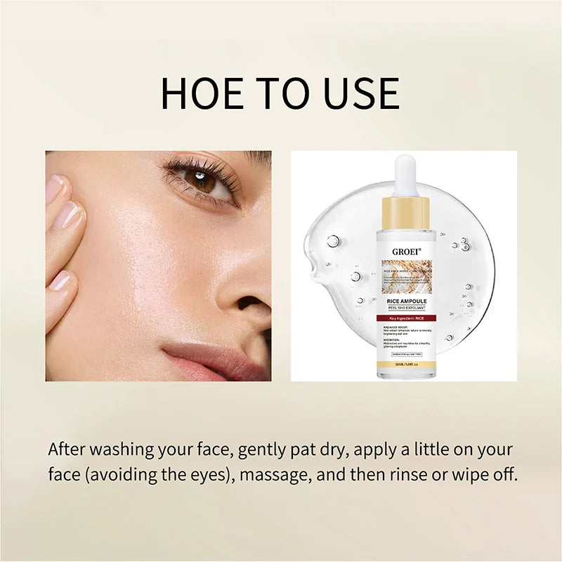 Glow Rice Ampoule Rice Essence Moisturizing And Hydrating Gentle Cleansing Peel Shot Exfoliant Repair Skin Niacinamide Essences