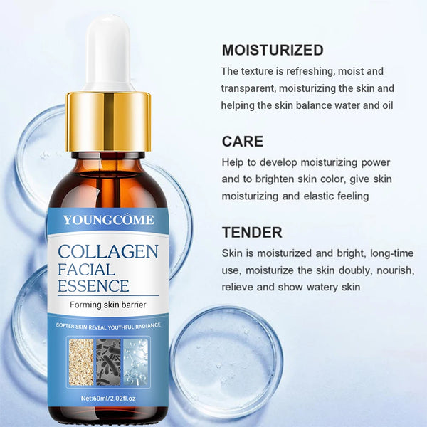 Collagen Face Serum Skincare Facial Essence Liquid Moisturizing Soothing Nourishing Face Serum Pore Shrink Skin Care 60ml