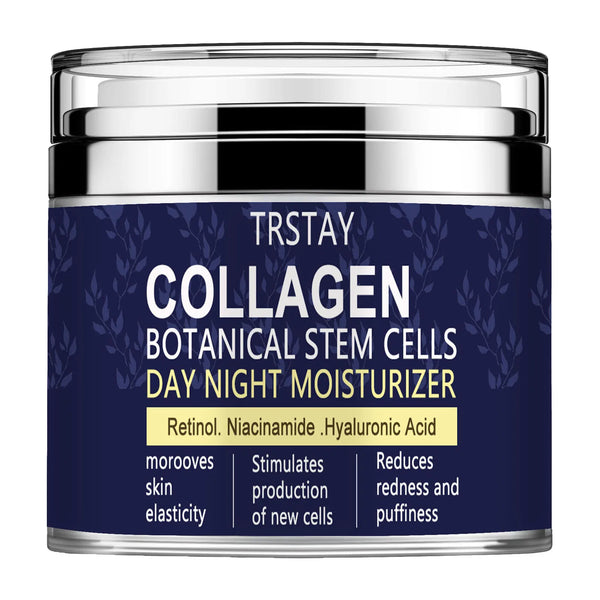 Collagen Face Moisturizer with Airless Pump - Collagen Botanical Stem Cells Cream for Skin with Retinol, Niacinamide
