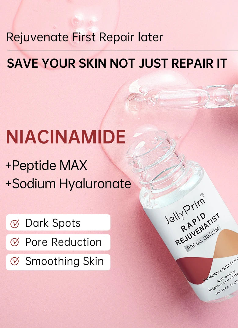 Niacinamide Dark Sport Face Serum Pore Shrinking Hyaluronic Acid Moisturizing Minimize Large Pores Facial Serum Skin Care